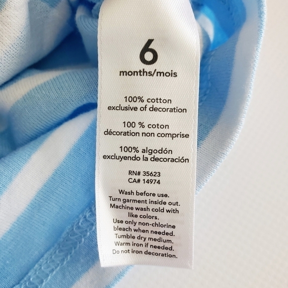 K1301 * Carter's Striped Dog Boys Tee Blue White Gray Size 6M - Picture 5 of 6